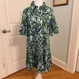 Leafy Green Floral Mini Dress